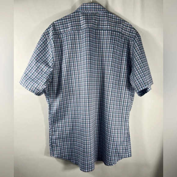 Desert Dunes Compass Shirt Mens Blue Plaid Short Sleeve Button Up Size XL Q1 - Picture 2 of 13
